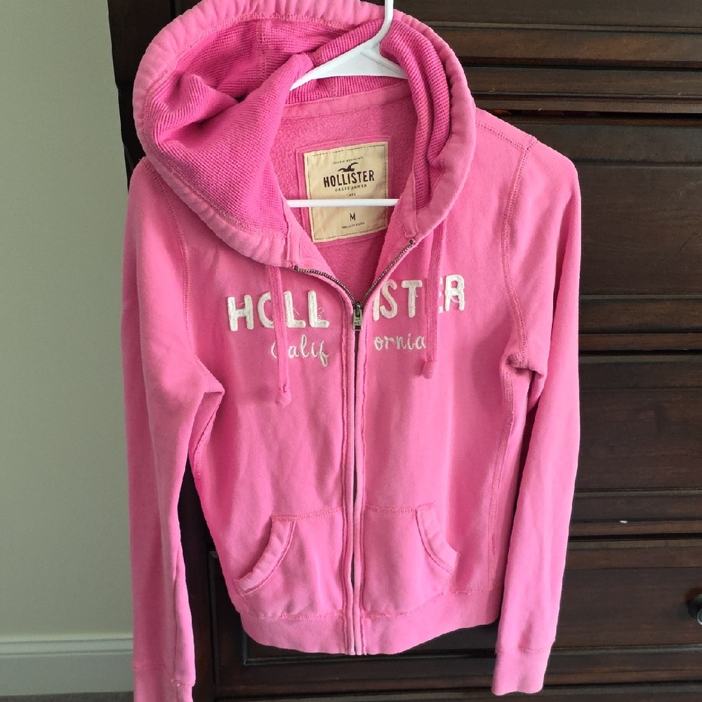 Hollister Bright Pink Hooded Zip Sweatshirt